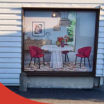 Image d'un adhésif micro perforé sur vitrine